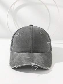1 Stück einfarbige, abgenutzte, perforierte, gewaschene Baseballkappe, geeignet für Frühling & Sommer, atmungsaktiv, mit UV-Schutz