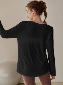 Women's Loose Yoga Top For Autumn/Winter, Running, Workout, Pilates, Long Sleeve Fitness Cover Up