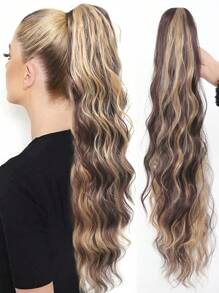 Claw Ponytail Extensions Hair Black Color 28 Inch Long Water Wave Hair Heat Resistant Fiber Synthetic Hairpiece For Women Girls Party Daily Use