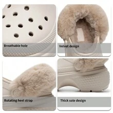 Crocs Zuecos acolchados de algodón, ligeros y cálidos, con forro esponjoso, zapatillas de estar por casa transpirables y con diseño deslizante. Código de estilo: 208546-160 - Gris cemento - Ver 6