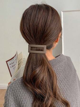 1pc Women Plain Square Hollow Spring Clip Hair Accessories, Simple Cute Elegant Casual For Ponytail, Bun, Bangs, Suitable For Daily Use,Hair Clips,Hair Barrettes