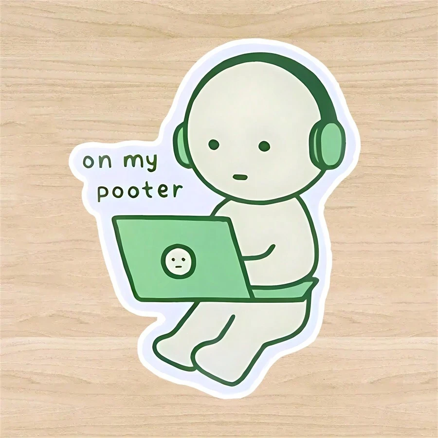 1 件 3 英寸趣味“On My Pooter”极简主义科技幽默可移除户外防水乙烯基创意礼物贴纸适用于任何光滑表面笔记本电脑平板电脑手机壳笔记本备忘录书桌学校用品宿舍墙壁水瓶玻璃杯冰箱贴花文具盒拉杆包镜子边框行李滑板工具箱办公桌文件夹 Kindle、学校用品、返校