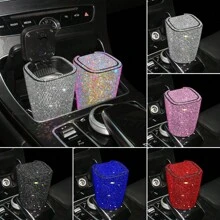 1 件豪华闪亮水晶烟灰缸带盖，闪闪发光的杯架设计，水晶装饰，便携式无烟缸 - 均碼 - 查看 10