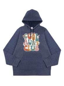 COOLAUNTCLUB Letter Print Pattern - Suitable For Christmas Printed Long-Sleeved Casual Hoodie, Fashionable Men's Clothing - Space Gray - View 1