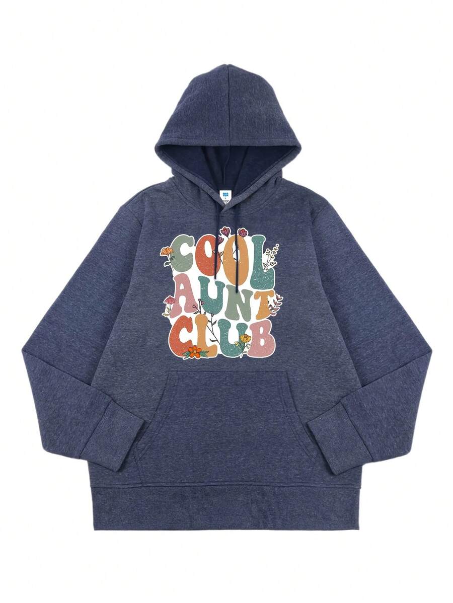 COOLAUNTCLUB Letter Print Pattern - Suitable For Christmas Printed Long-Sleeved Casual Hoodie, Fashionable Men's Clothing - Space Gray - View 1