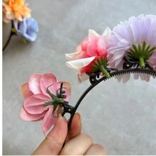 1 pieza Diadema de flores, aro de pelo con flores, accesorios para el cabello - Multicolor - Ver 5