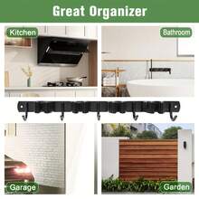 Latest 1 Set ANEDER Mop And Broom Wall Mount Holder, 4 Racks And 5 Hooks Broom Organizer Storage Tool Racks, Stainless Steel Heavy Duty Hooks For Home Kitchen Garden Laundry Garage - Green - View 2