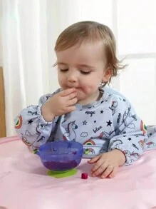 宝宝自主进食防脏神器婴儿吃饭围兜吃饭托盘儿童餐椅餐桌垫 - 彩色 - 查看 7