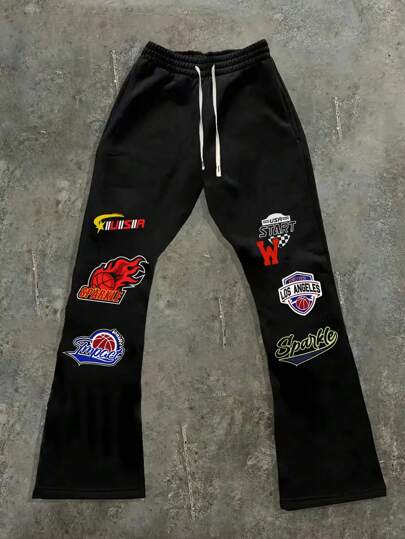 Hemo 男士印花抽绳喇叭裤