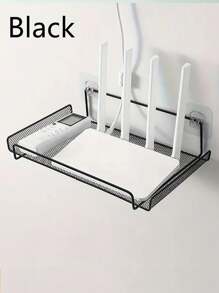 1pc White/Black 2PCS Black And White Stainless Steel Floating Rack, Wall Mounted Bracket Rack, Space Saving, Adjustable, , With Rhinestone Free Installation, Suitable For Storage Cabinets In Living Rooms, Kitchens, Bathrooms, Shelves With Built-In Hooks