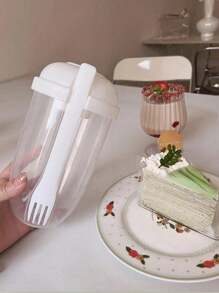 1pc New Salad Mixer, Oatmeal Cups With Spoon And Lid, Low-Fat Milk And Yogurt Cups, Portable Diet Cups, Portable Breakfast Cups