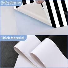 1 rouleau de papier peint amovible adhésif noir et blanc/rose et blanc rayé, en vinyle - résistant à l'eau, anti-moisissure, style moderne convenant pour la chambre, le salon, la salle à manger, le bureau à domicile, le renouvellement de meubles