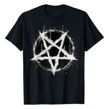 Satanic Devil 666 Pentagram T-Shirt Versatile Women's T-Shirts - Black - View 1