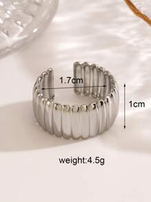 1pc Aço inoxidável 18K banhado a ouro minimalista geométrico anel aberto, adequado para mulheres usarem casualmente, viagens, festas