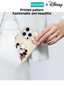 1 Custodia protettiva per telefono con licenza ufficiale Disney, a motivo della famiglia di Topolino - Amore Eterno, in texture di pelle, anti caduta, design slim, compatibile con Apple 16/16 Pro Max/16 Pro/16/15/15 Pro/15 Pro Max/15Plus/14/13/12/11