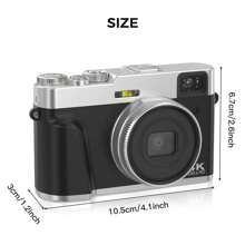 STUOGYUM STUOGYUM 4K Digital Camera, 48MP Vlogging Camera , 16X Digital Zoom, Auto Focus, Anti-Shake Video Camera With Viewfinder Flash & Vlog Livestream Webcam , 2.8inch Large Screen Photography Travel Selfie Camera DC202 With 32G TF Card And One Large 1050mAH Battery Household Professional Camera Suitable For Gifts. (Black/Brown)
