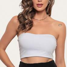 Kit 2 Croppeds Feminino Moda Top Tube Suplex Faixa Tomara que Caia Moda Casual