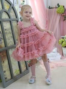 女童吊带公主裙，幼儿优雅薄纱连衣裙，高端感公主裙，适合2-8岁女童