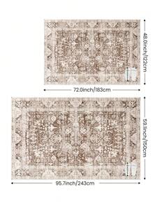 DAJIANG 1pc Large Washable Area Rug, Vintage Bohemian Style Carpet For Hallway, Living Room, Foldable, Soft & Comfortable, Non-Slip Washable, Suitable For Living Room, Kitchen, Bedroom, Study, Bedside, Home Decor, Holiday Room, Bathroom, Kitchen Decor - Multicolor - View 4