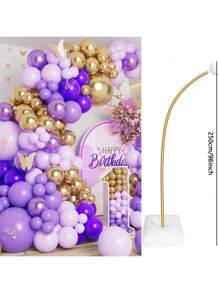 1 Set 2.5m/1.5m Asymmetrical Shape Balloon Arch Kit Free Bending Shape Deformation Balloon Column Stand Half Arch Balloon Stand With Base Balloon Arch Frame For Wedding Graduation Birthday Party Decoration,