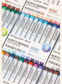 9/144pcs Morandi Acrylic Paint Pens Soft Brush Tip, Calligraphy Markers For Lettering, Card Making, Rocks Painting, Wood, Fabric, Canvas, Ceramic, Glass, DIY Art Crafting, School Supplies