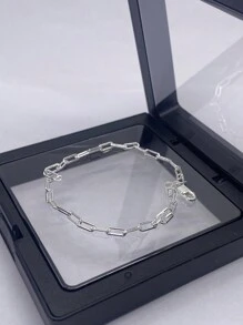 1 件纯银手链，时尚设计，简约小巧精致奢华珠宝 - 銀色 - 查看 2