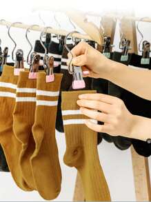 5pcs Stainless Steel Multi-Functional Clips With Hooks, Suitable For Hanging Pants, Skirts, Hats, Socks & More, Home Storage Clips - Multicolor - View 5