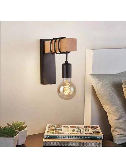 1pc Adjustable Zwart Industrial Retro Iron Sconce Bedroom, Kitchen Hallway (Light Bulb Not Included) view 7