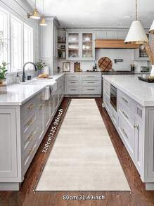 1pc Tapete cinza claro, estilo minimalista moderno, tapete de canal, tapete de corredor, tapete de quarto, tapete de sala de estar, tapete de cozinha, tapete de veludo cristal, 850g/m²0,8cm de espessura antiderrapante lavável e lavável à máquina, decorando a casa em todas as estações, vem com adesivos antiderrapantes grátis