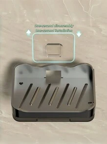 1/2pcs 13.3 Cm X 8.3 Cm Wall-Mounted Soap Dispenser In Grey, Made Of Plastic Material With A Tool-Free Installation Process. Its Minimalist And Elegant Design Makes It Suitable For Bathrooms, Toilets, And Kitchens. It Comes Equipped With A Tray And A Drainage Hole. Home Bathroom Decor Fall Decor Back To School - Grey - View 3