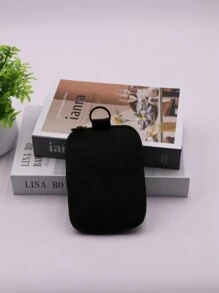 1pc Outdoor Multi-Functional Earphone, Key & Card Holder, Coin Pouch, Card Wallet, Casual Style - Black - View 7