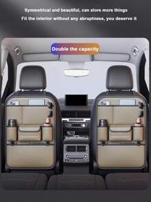 1pc Car Seat Back Storage Organizer Bag, With Tissue Box Holder