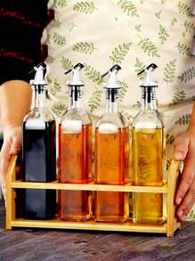 1 pieza Dispensador de aliños de vidrio de 250ml/500ml, Dispensador de aceite de oliva/salsa de soja, Botella de vinagre, Frasco para almacenar condimentos de cocina, Dispensador de aceite para cocinar, hornear, ensaladas, a la parrilla, Botella de vidrio con tapa dorada, Utensilios de cocina