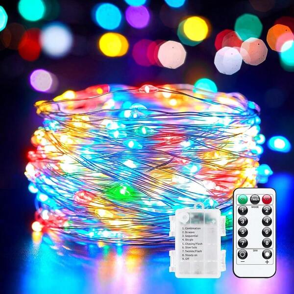 33ft 100 Led/66ft 200 Led Fairy Lights Battery Operated With Remote Control Timer Waterproof Copper Wire Twinkle String Lights For Bedroom Indoor Outdoor Wedding Dorm Decor (Multicolour )