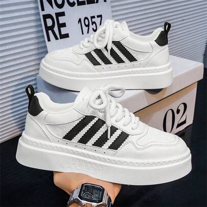 New Autumn Men Casual Shoes, High-Quality Breathable 4-Stripe Sports Sneakers, Low-Top Versatile Canvas Casual Shoes