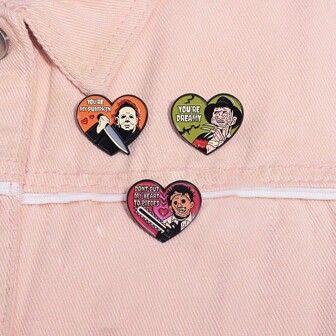 1pc English European And American Film And Television Peripheral Horror Style Love Brooch Metal Badge Pin For Clothes Bag Charm School Kpop Backpack Teacher Supplies Bag Charms Cute Office Accessories Shirts Jacket Jewelry Christmas Halloween Autumn-Winter Accessories,Suitable For Teens, Youth,Men,Casual, Outdoor, Athletic, Vacation, Graduation Gifts, Birthday, Daily Wear Clothes Pin Funny Teacher Gifts
