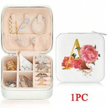 Black 26 Letter Printed White Travel Jewelry Box Jewelry Travel Storage Bag Small Jewelry Box Bridesmaid Gift Box Mini Storage Box