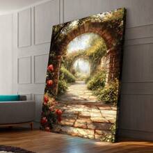 Warm, Unique Sunlit Garden Path Canvas Art, Lively Flower Decoration, Elevating The Atmosphere,Festive Touch For Valentine's And New Year