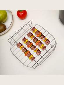 Stainless Steel Air Fryer Rack, Polished Surface - Double Layer Grill And Steam Rack, Suitable For Oven, Microwave Baking - Multifunctional Kitchen Accessories For Cooking And Grilling, Stainless Steel Air Fryer Accessories, Double Layer Rack And Skewer, Multipurpose Grilling And Baking Tools, Dishwasher Friendly, Compatible With Most Air Fryers