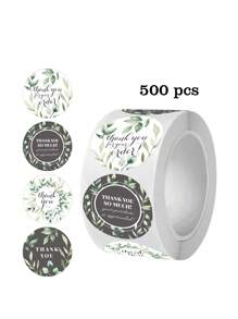 500pcs/Roll Colorful Floral Thank You Stickers Sealing Labels Rolls, Packaging Decoration Craft Supplies