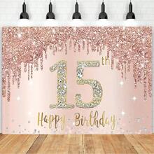 Decoración para el 15º cumpleaños, pancarta con fondo fotográfico para fiesta de los 15 años, fondo de fotografía del dulce 15 cumpleaños - Rosa - Ver 9