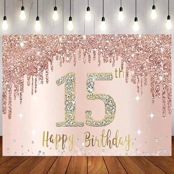 Happy 15th Birthday Decorations Birthday Backdrop Banner For Happy 15 Years Old Party Photography Background Sweet 15th Birthday Photography Background