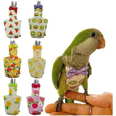 6pcs/1pc Parrot Diapers, Cute Fruit Patterns, Reusable & Washable Parrot Diapers With Waterproof Lining, Soft Pet Bird Flying Clothes - Suitable For Cockatiel, Parrots, Conures, Caiques, Lories And Other Small Pet Birds