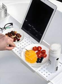 1 szt. rozszerzalna, odpływowa półka do wanny, plastikowa tacka do organizera wanny o uniwersalnym zastosowaniu