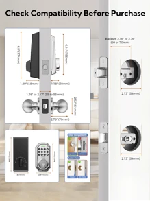 Keyless Entry Door Lock With 2 Door Knobs, App Control Electronic Keypad Deadbolt Smart Lock, Auto Lock, Keypad Door Lock With Handle, Smart Door Knob For Front Door, Apartment Offices And Garages - Bạc - Xem 6