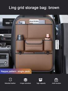 1pc Car Seat Back Storage Organizer Bag, With Tissue Box Holder