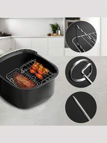 Stainless Steel Air Fryer Rack, Polished Surface - Double Layer Grill And Steam Rack, Suitable For Oven, Microwave Baking - Multifunctional Kitchen Accessories For Cooking And Grilling, Stainless Steel Air Fryer Accessories, Double Layer Rack And Skewer, Multipurpose Grilling And Baking Tools, Dishwasher Friendly, Compatible With Most Air Fryers