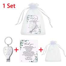 1/6 Set Elegant Wedding Favor Stainless Steel Keychains Set - With Multifunctional Heart Shaped Bottle Opener & Nail Clipper, Includes White Organza Bags & Thank You Tags, For Bridesmaids, Showers & Birthdays Party Gifts, Wedding Souvenir Suitable For Guests, Wedding Party Decoration Supplies, Bridal Gift
