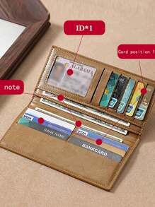 2025 New Long Wallet For Men Slim Leather Multi-Function Combo Driver's License And Bifold Wallet Card Holder Wallet Business Card Holder Credit Card Holder Id Card Holder