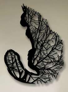 1 pièce Sculpture murale en forme de chat en fer - Décoration murale en métal d'intérieur et d'extérieur pour salon, patio, jardin - Décoration polyvalente pour la maison, sans alimentation électrique, idéale pour la décoration de la pièce